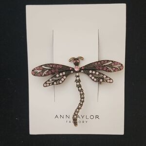 Ann Taylor Pink and Black Dragonfly Pin